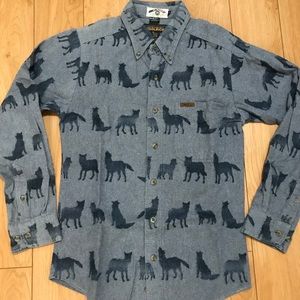 WOOLRICH Wolves print flannel shirt